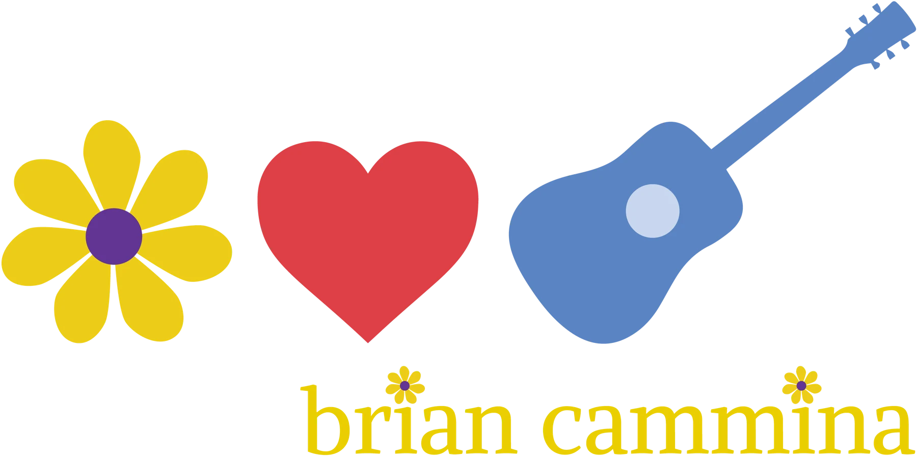 Brian Cammina flower, heart and guitar logo